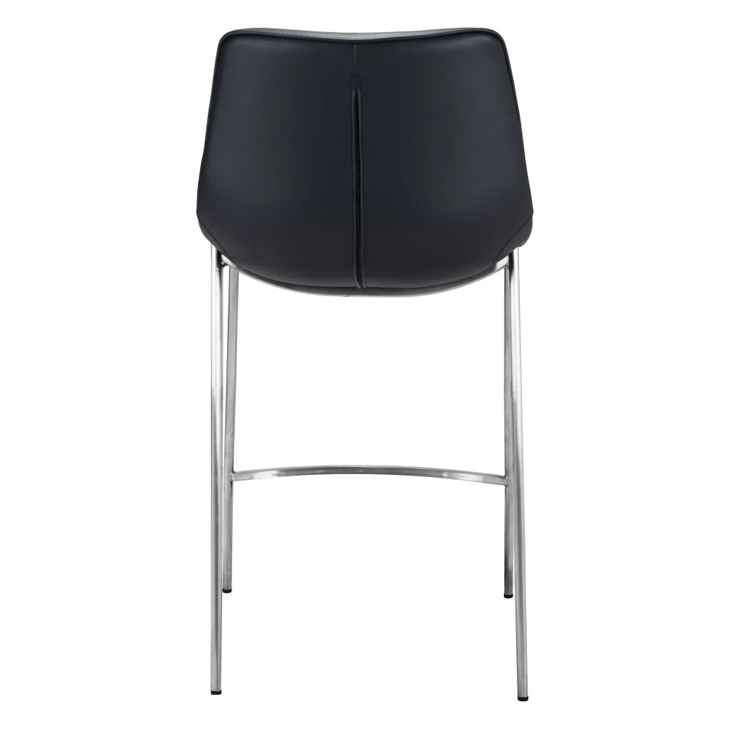 Set of Two Black And Silver Steel Low Back Counter Height Bar Chairs By Homeroots - Image 4