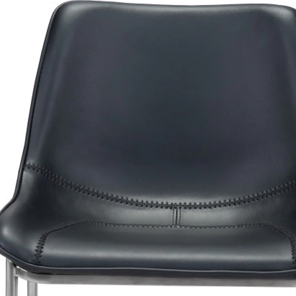 Set of Two Black And Silver Steel Low Back Counter Height Bar Chairs By Homeroots - Image 6