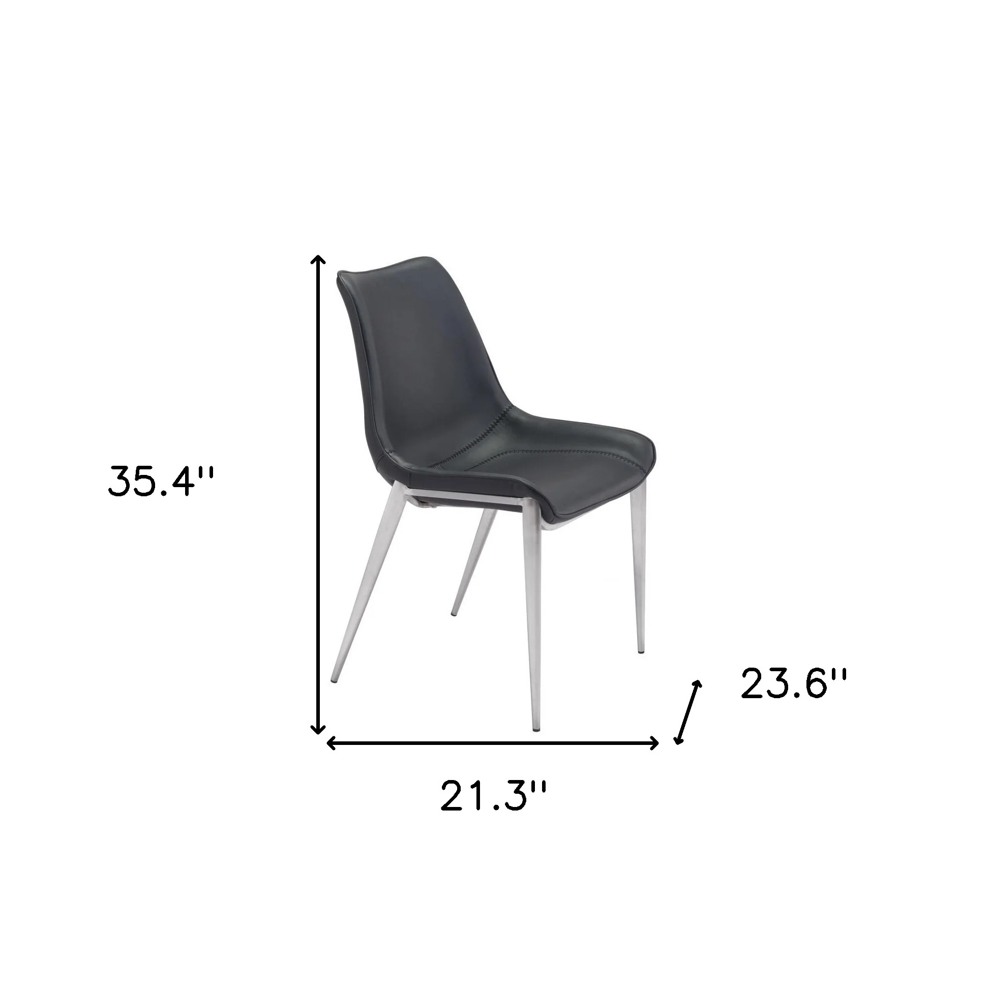 Set of Two Black and Silver Upholstered Faux Leather Dining Side Chairs By Homeroots - Image 6