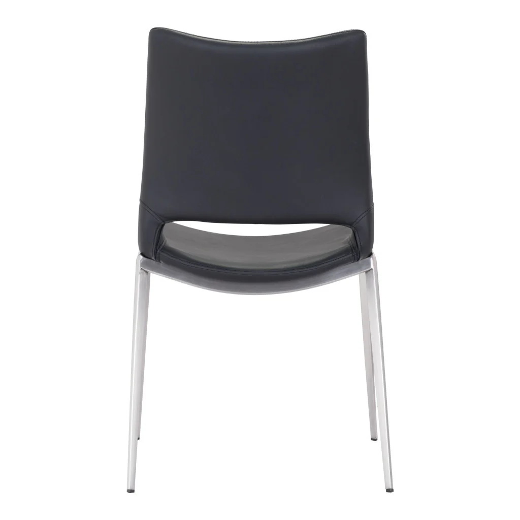 Set of Two Black And Silver Upholstered Faux Leather Open Back Dining Side Chairs By Homeroots - Image 5