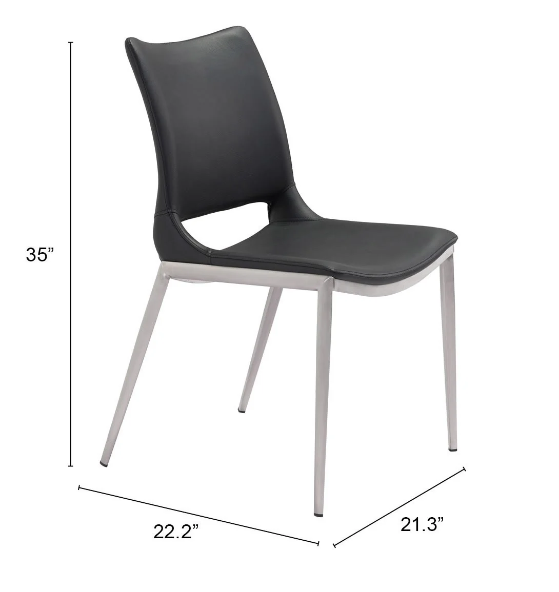 Set of Two Black And Silver Upholstered Faux Leather Open Back Dining Side Chairs By Homeroots - Image 6