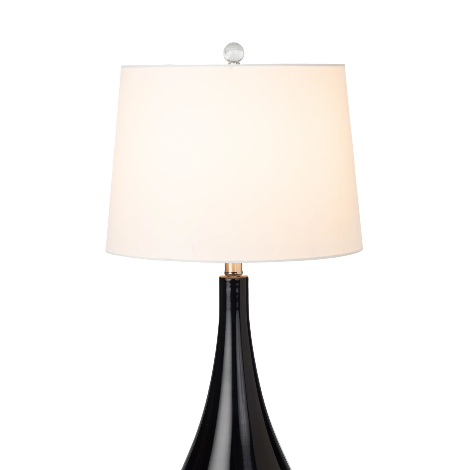 Set of Two Black And White Glass Table Lamps With White Empire Shade By Homeroots - Image 2