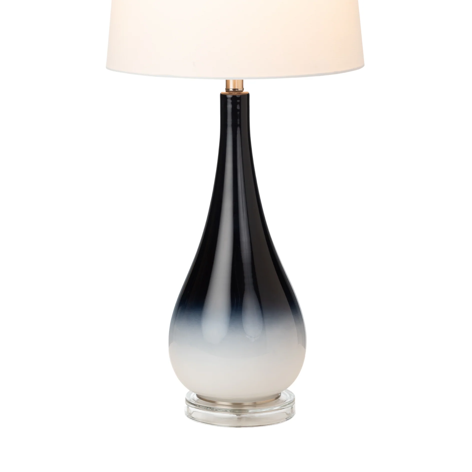 Set of Two Black And White Glass Table Lamps With White Empire Shade By Homeroots - Image 3