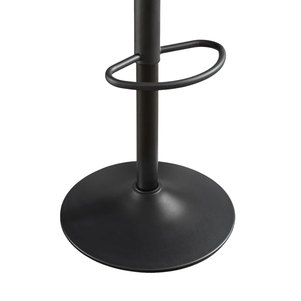 Set of Two Black Faux Leather And Steel Swivel Low Back Adjustable Height Bar Chairs By Homeroots - Image 4