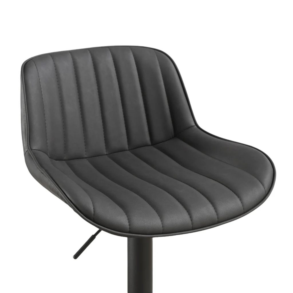 Set of Two Black Faux Leather And Steel Swivel Low Back Adjustable Height Bar Chairs By Homeroots - Image 5