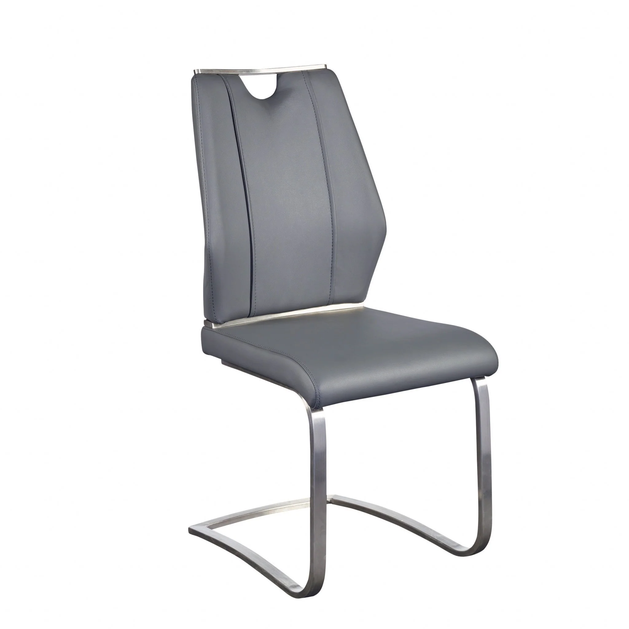 Set Of Two Black Faux Leather Cantilever Chairs By Homeroots - Image 10