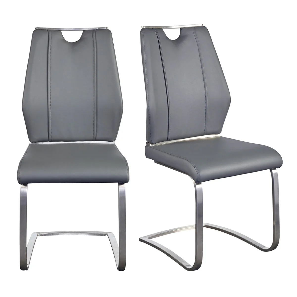 Set Of Two Black Faux Leather Cantilever Chairs By Homeroots - Image 15