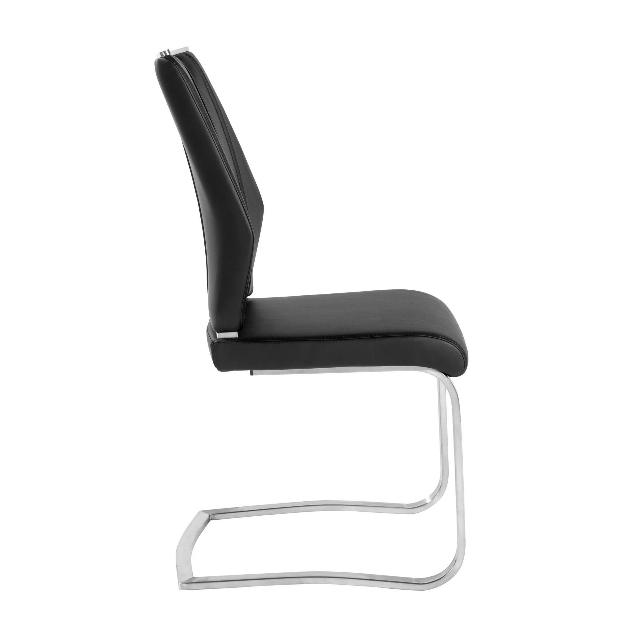 Set Of Two Black Faux Leather Cantilever Chairs By Homeroots - Image 3