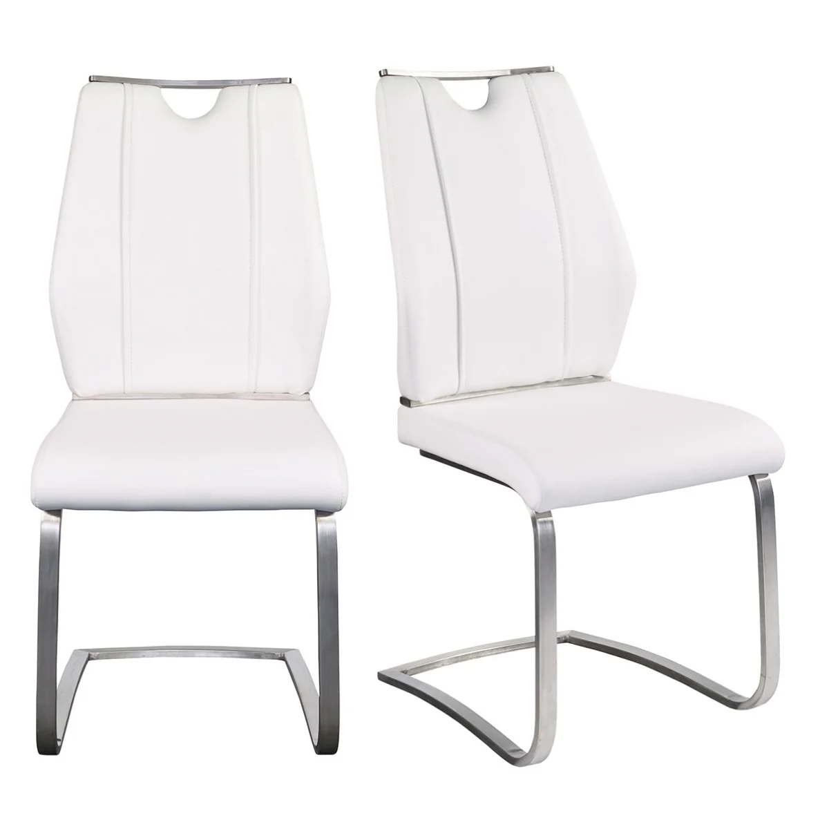 Set Of Two Black Faux Leather Cantilever Chairs By Homeroots - Image 30