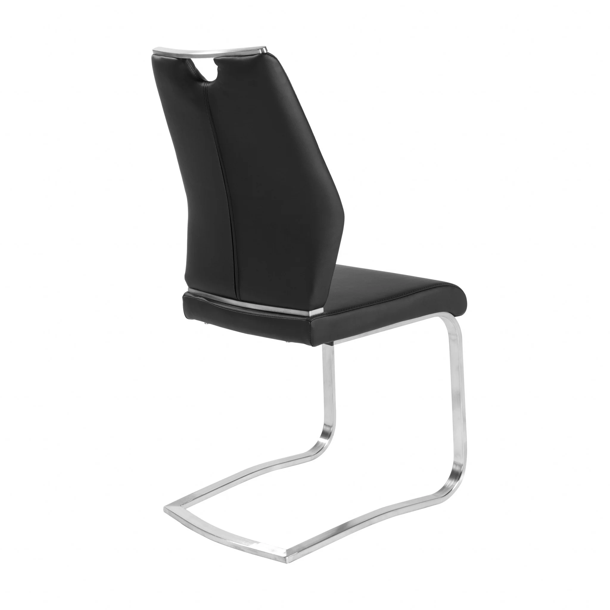 Set Of Two Black Faux Leather Cantilever Chairs By Homeroots - Image 4