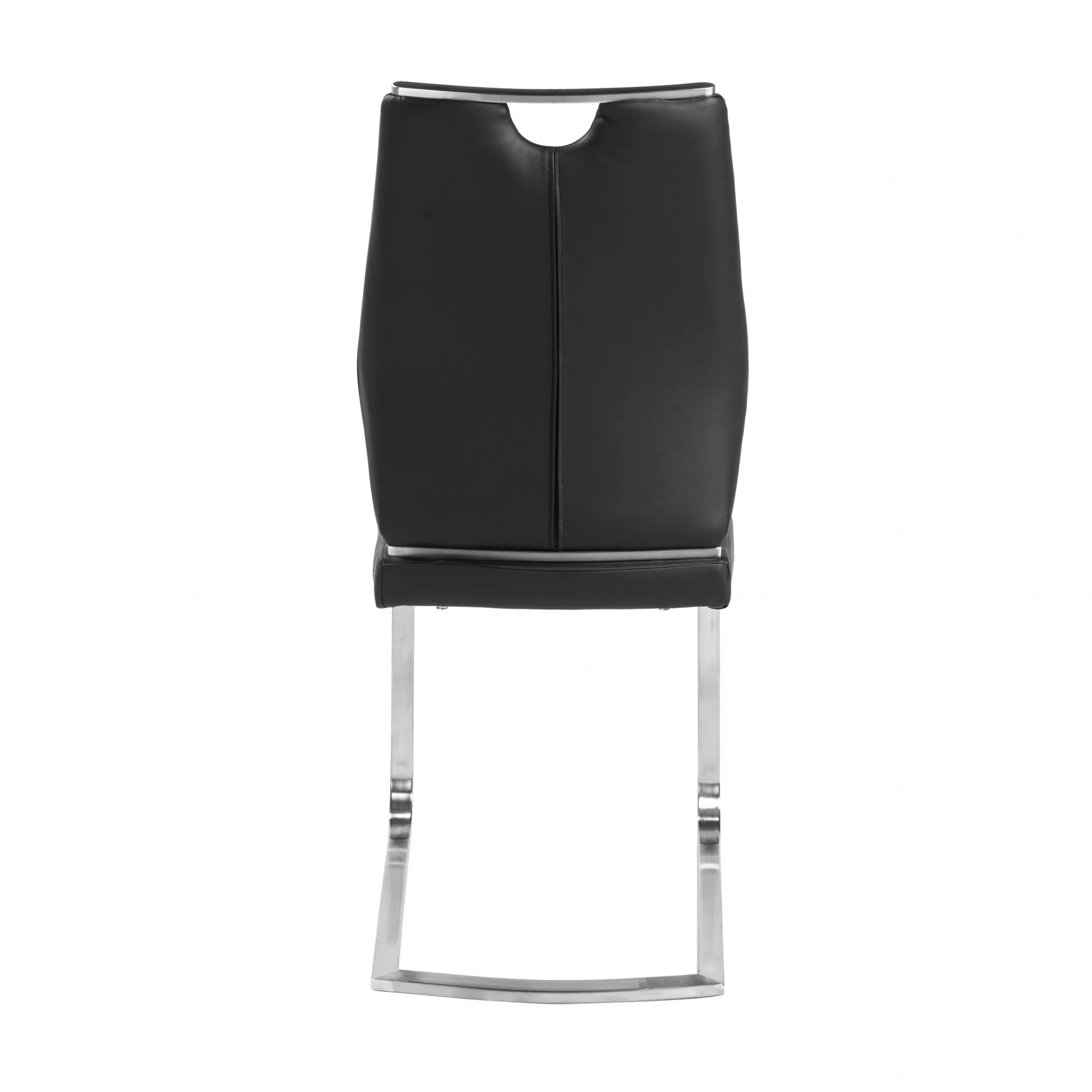 Set Of Two Black Faux Leather Cantilever Chairs By Homeroots - Image 5