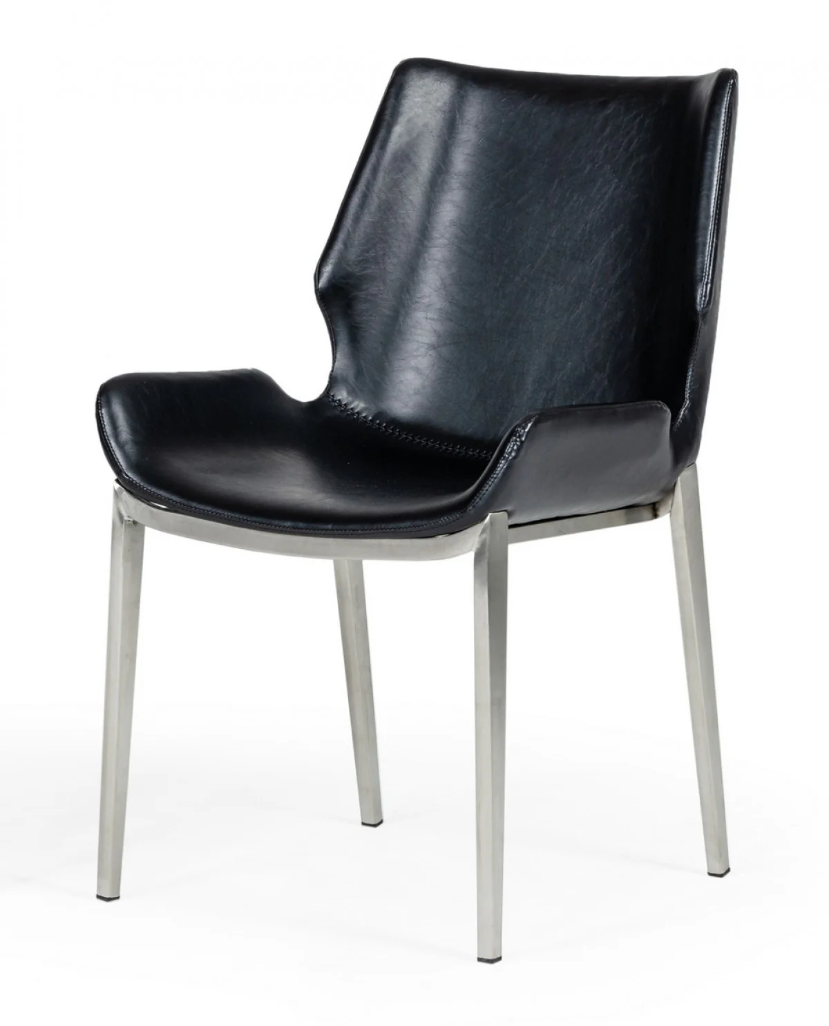 Set of Two Black Faux Leather Moder Dining Chairs By Homeroots - Image 2