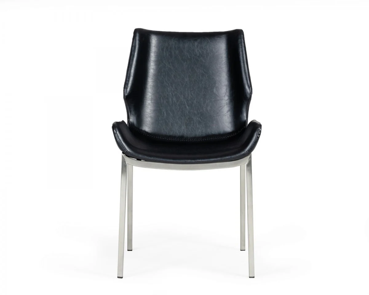 Set of Two Black Faux Leather Moder Dining Chairs By Homeroots - Image 3