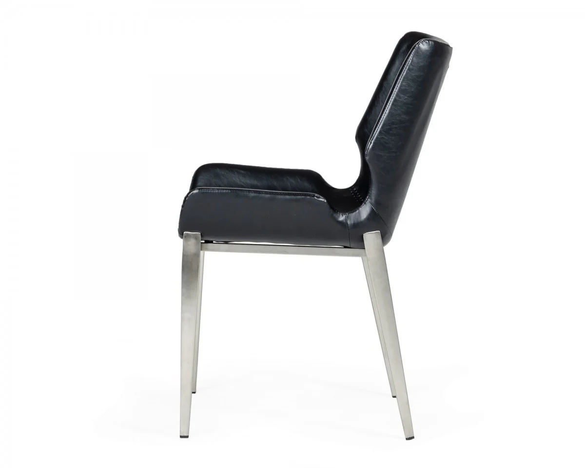 Set of Two Black Faux Leather Moder Dining Chairs By Homeroots - Image 4