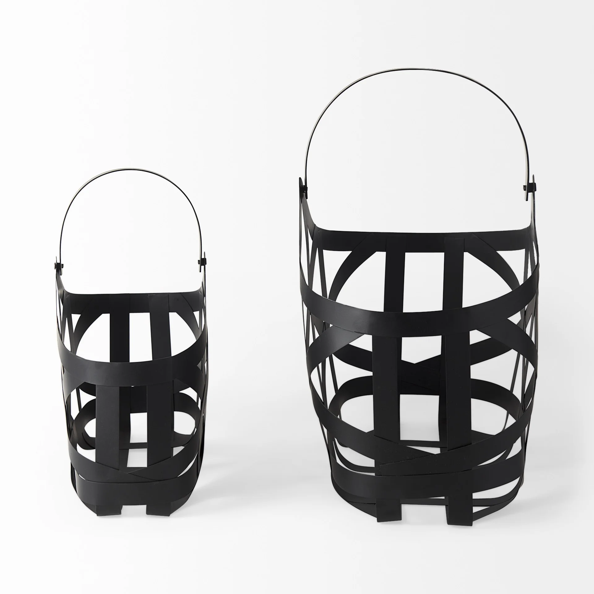 Set of Two Black Geometric Metal Baskets By Homeroots - Image 4