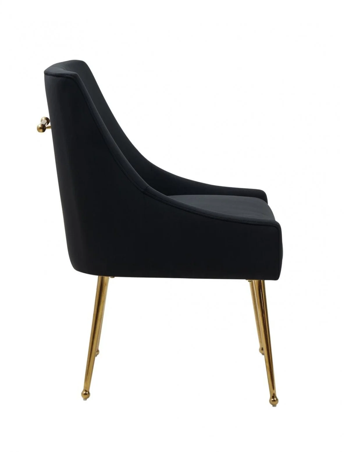 Set of Two Black Gold Velvet Dining Chairs By Homeroots - Image 3