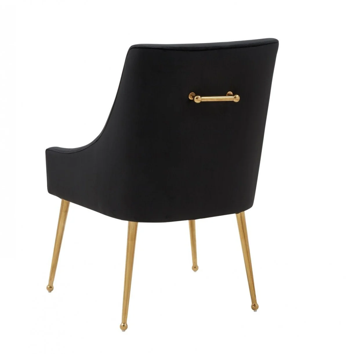 Set of Two Black Gold Velvet Dining Chairs By Homeroots - Image 4