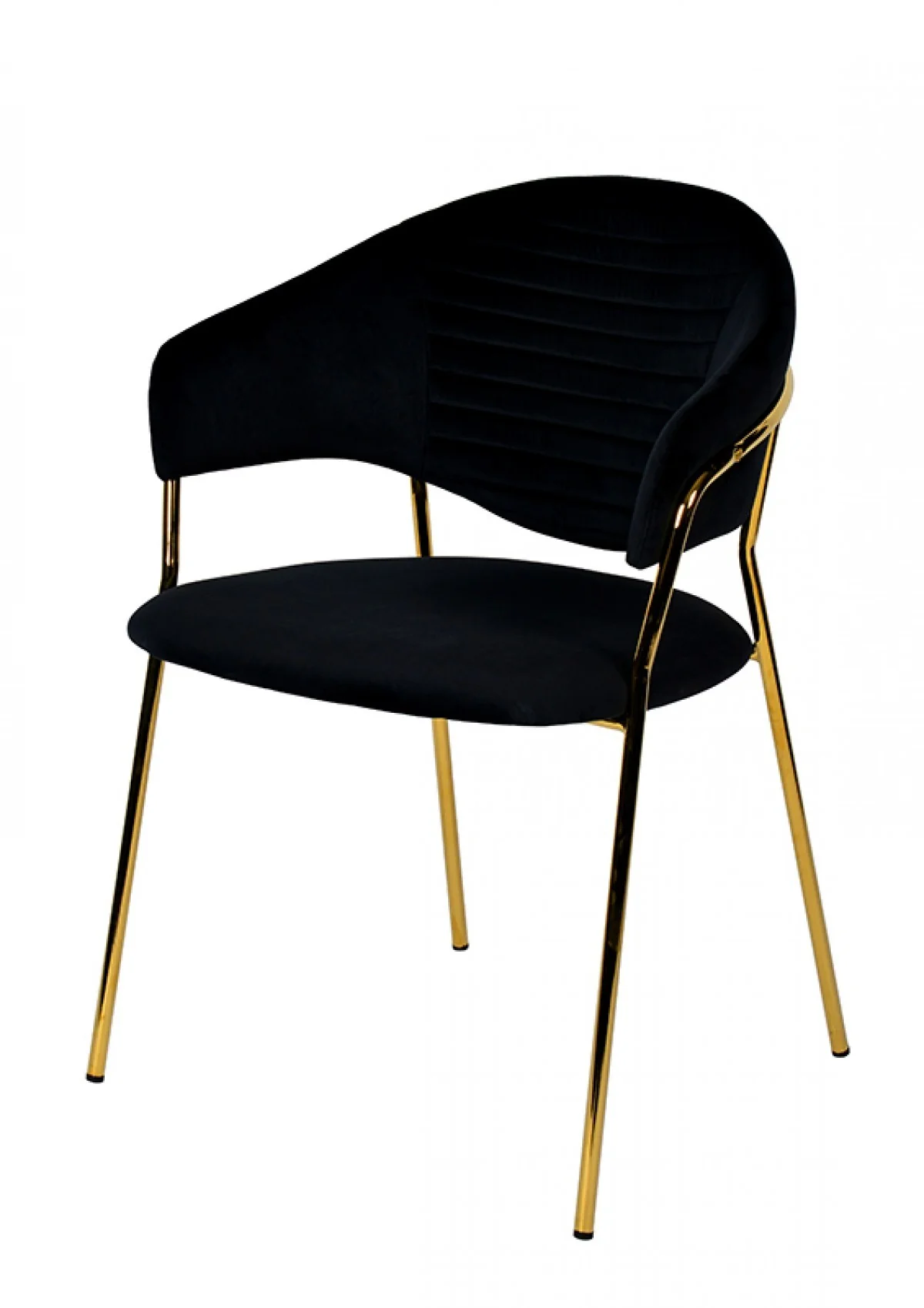 Set of Two Black Gold Velvet Modern Dining Chairs By Homeroots - Image 2