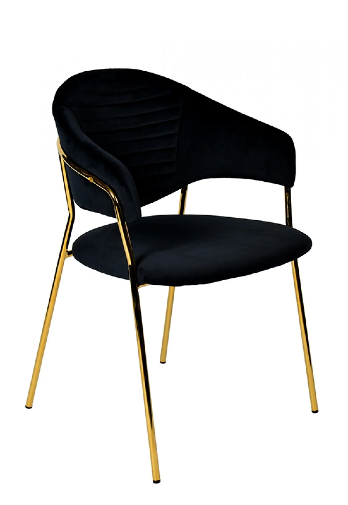 Set of Two Black Gold Velvet Modern Dining Chairs By Homeroots - Image 3