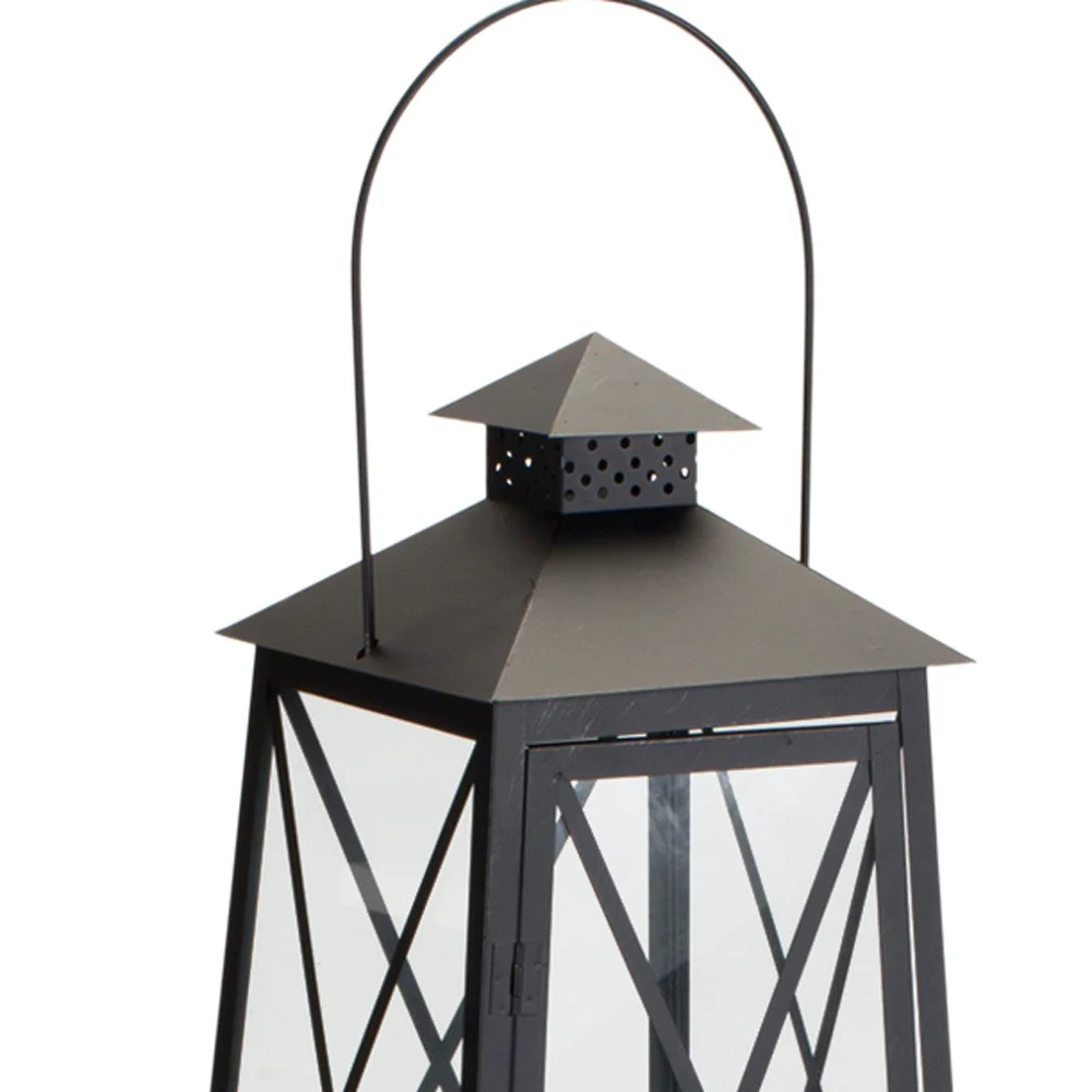 Set of Two Black Iron Ornate Tabletop Lantern Candle Holders By Homeroots - Image 2