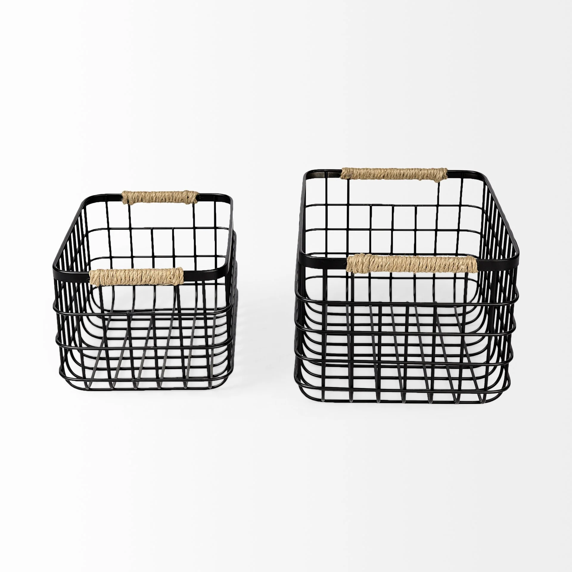 Set of Two Black Metal Baskets By Homeroots - Image 3
