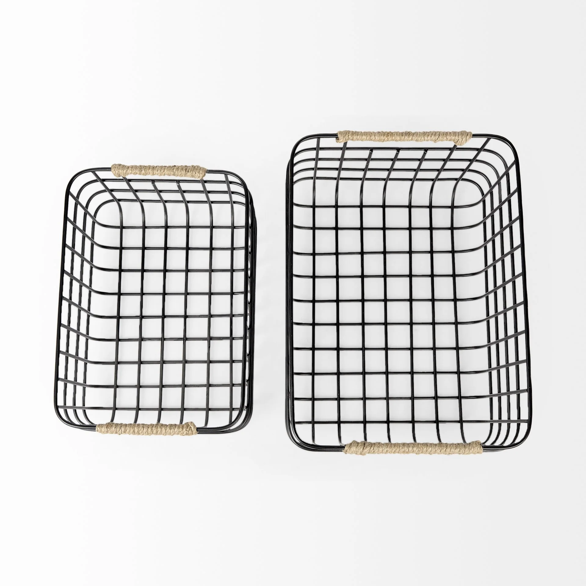 Set of Two Black Metal Baskets By Homeroots - Image 4