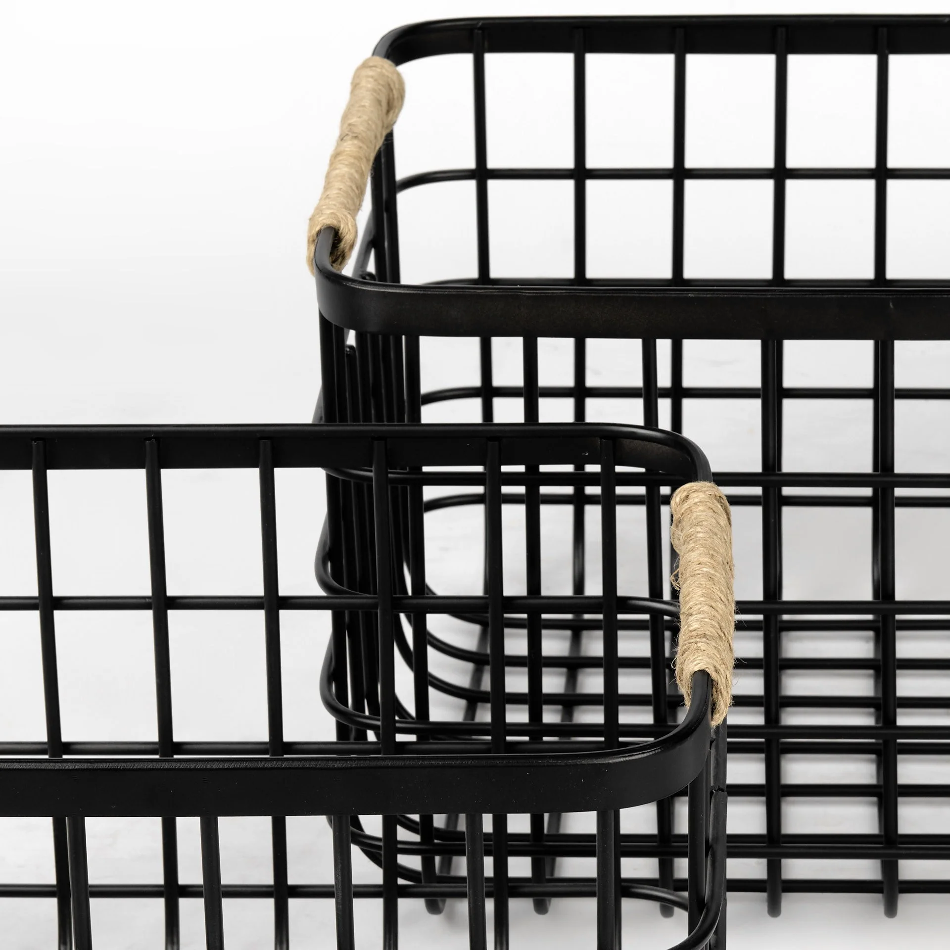 Set of Two Black Metal Baskets By Homeroots - Image 6