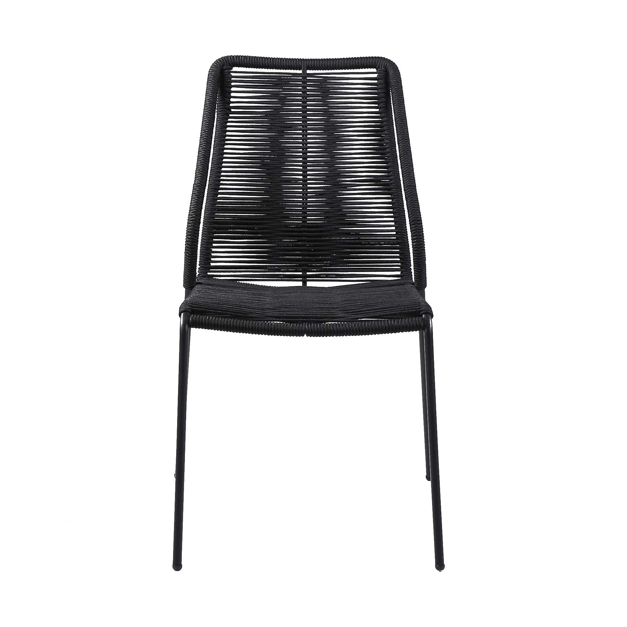 Set of Two Black Metal Outdoor Dining Chair By Homeroots - Image 3