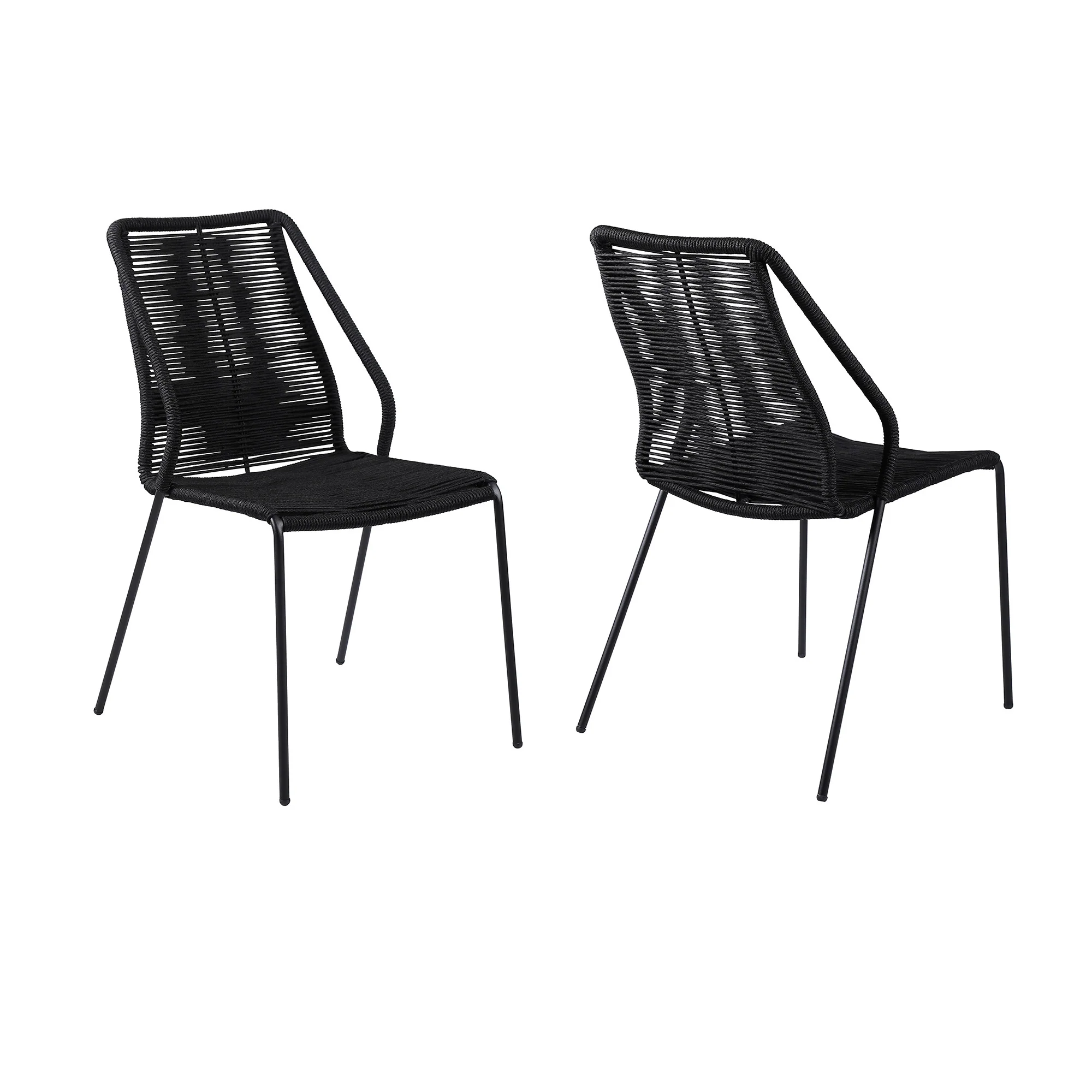 Set of Two Black Metal Outdoor Dining Chair By Homeroots - Image 5