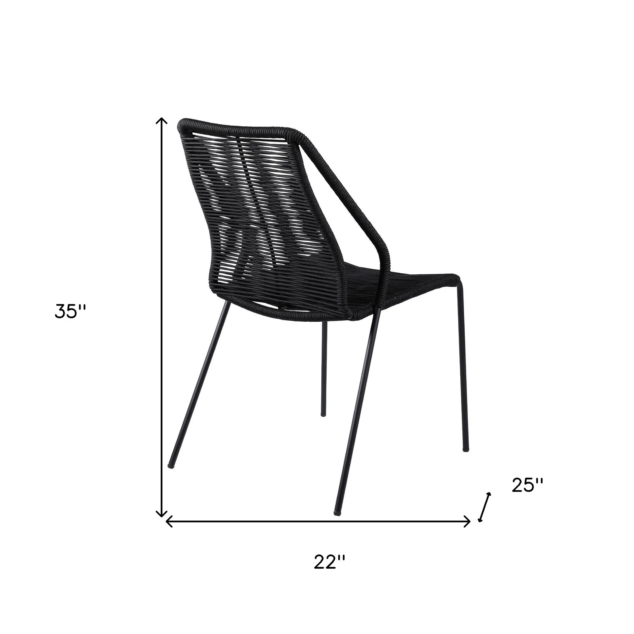 Set of Two Black Metal Outdoor Dining Chair By Homeroots - Image 7