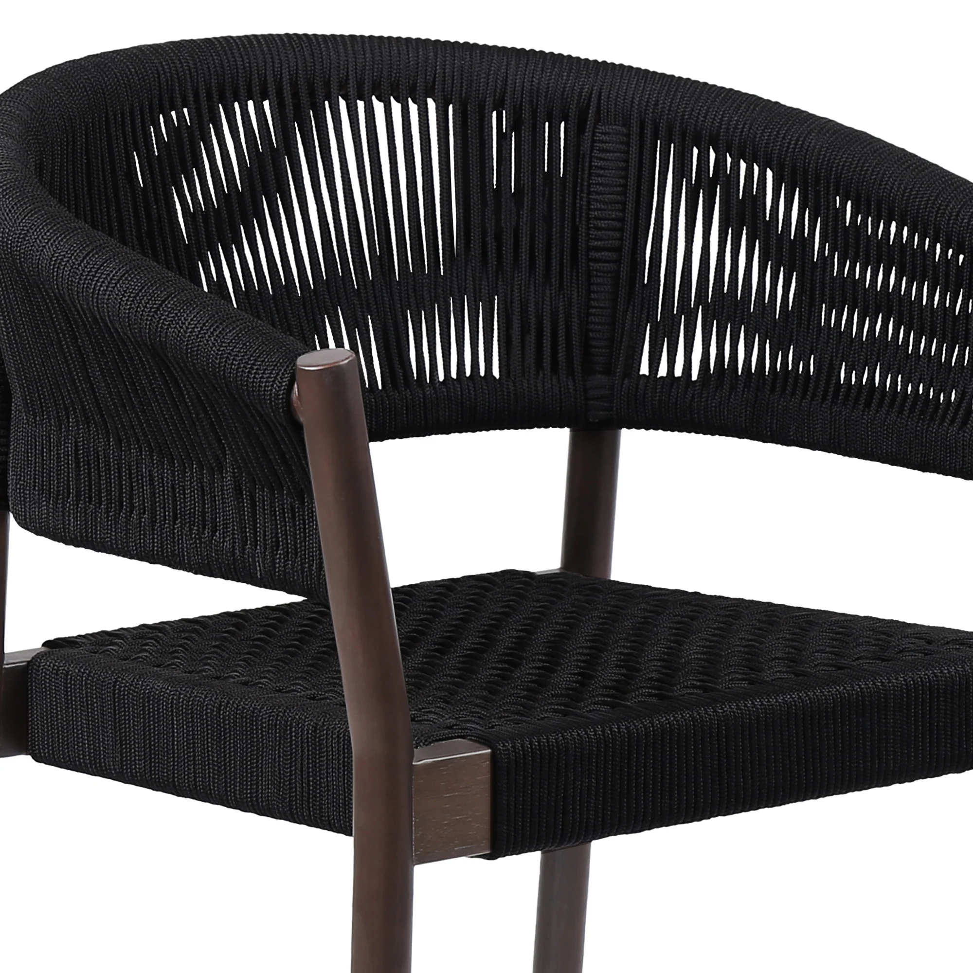 Set of Two Black Solid Wood Outdoor Dining Chair By Homeroots - Image 2