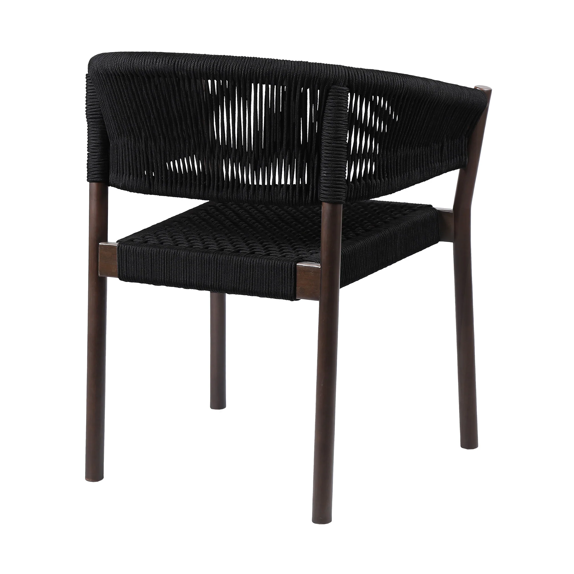 Set of Two Black Solid Wood Outdoor Dining Chair By Homeroots - Image 4