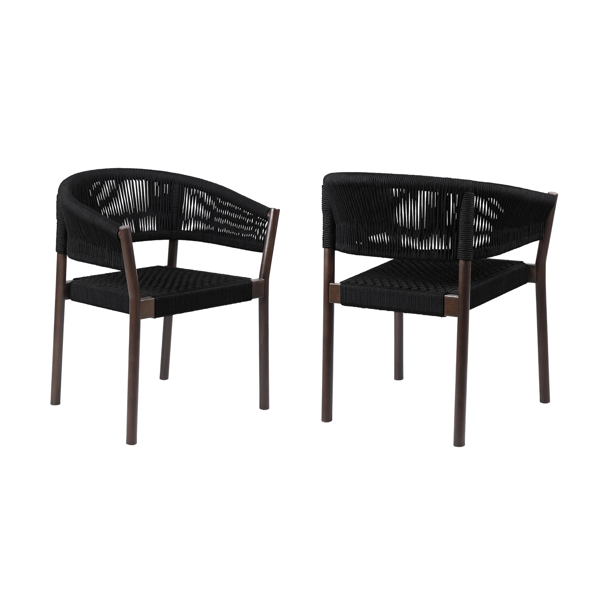 Set of Two Black Solid Wood Outdoor Dining Chair By Homeroots - Image 6