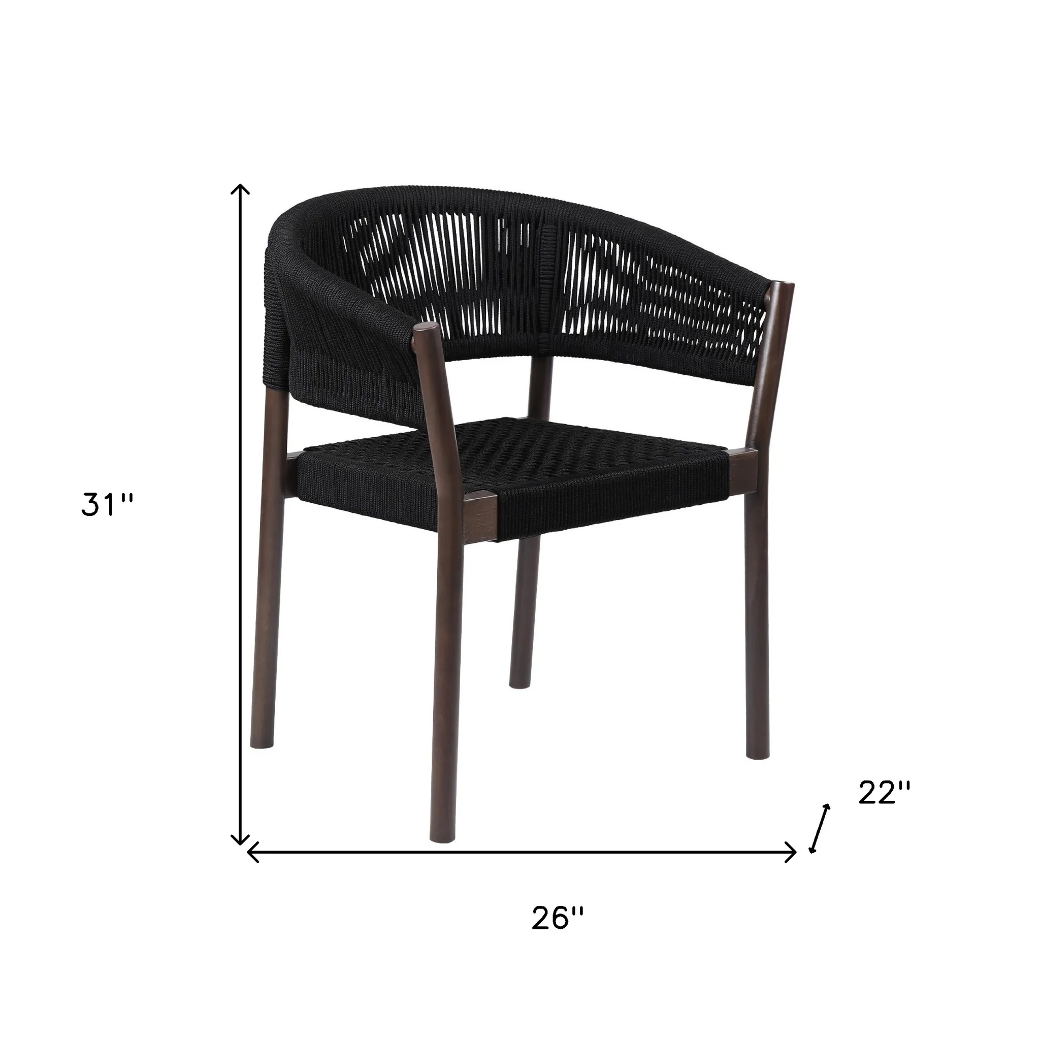Set of Two Black Solid Wood Outdoor Dining Chair By Homeroots - Image 7
