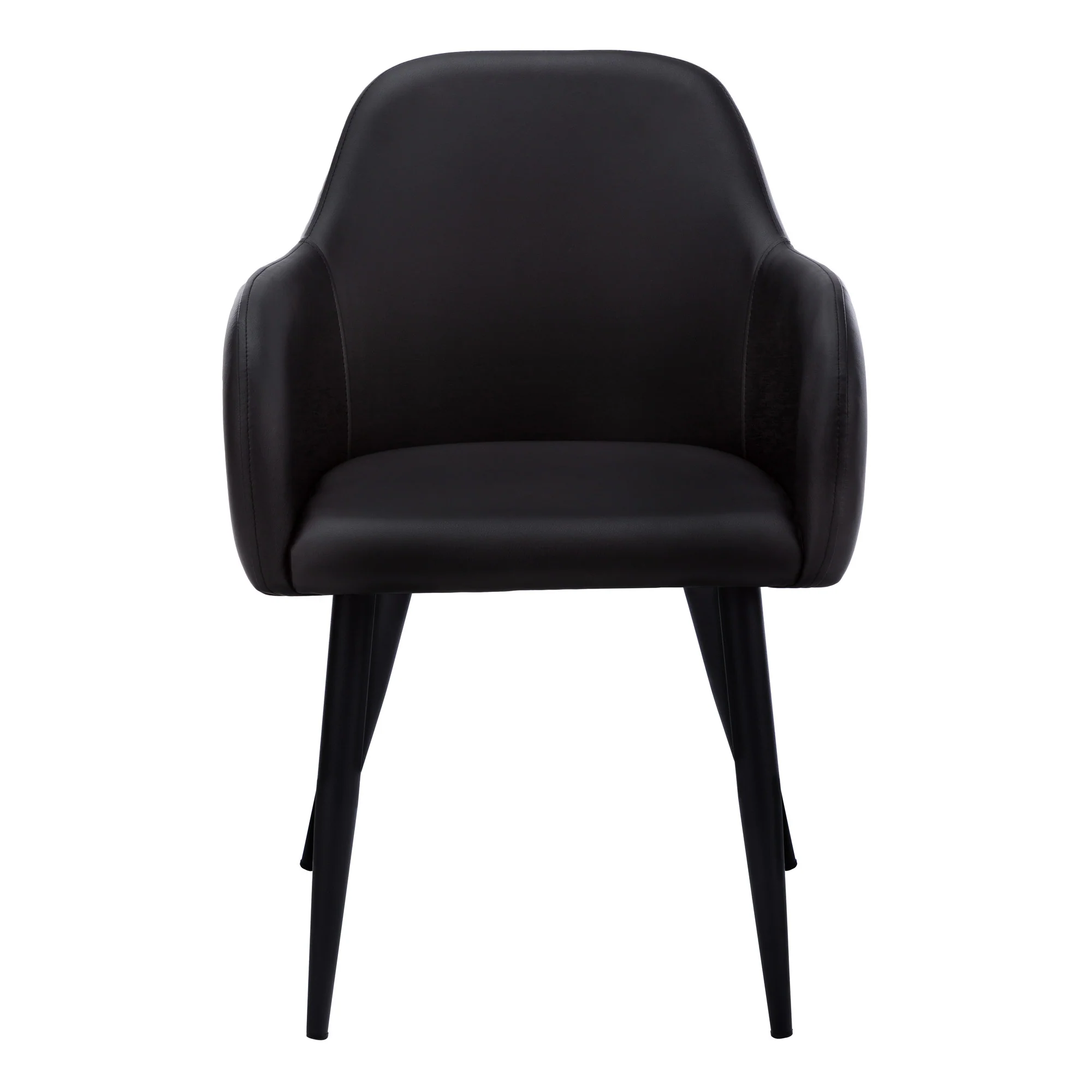Set of Two Black Upholstered Faux Leather Dining Arm Chairs By Homeroots - Image 3