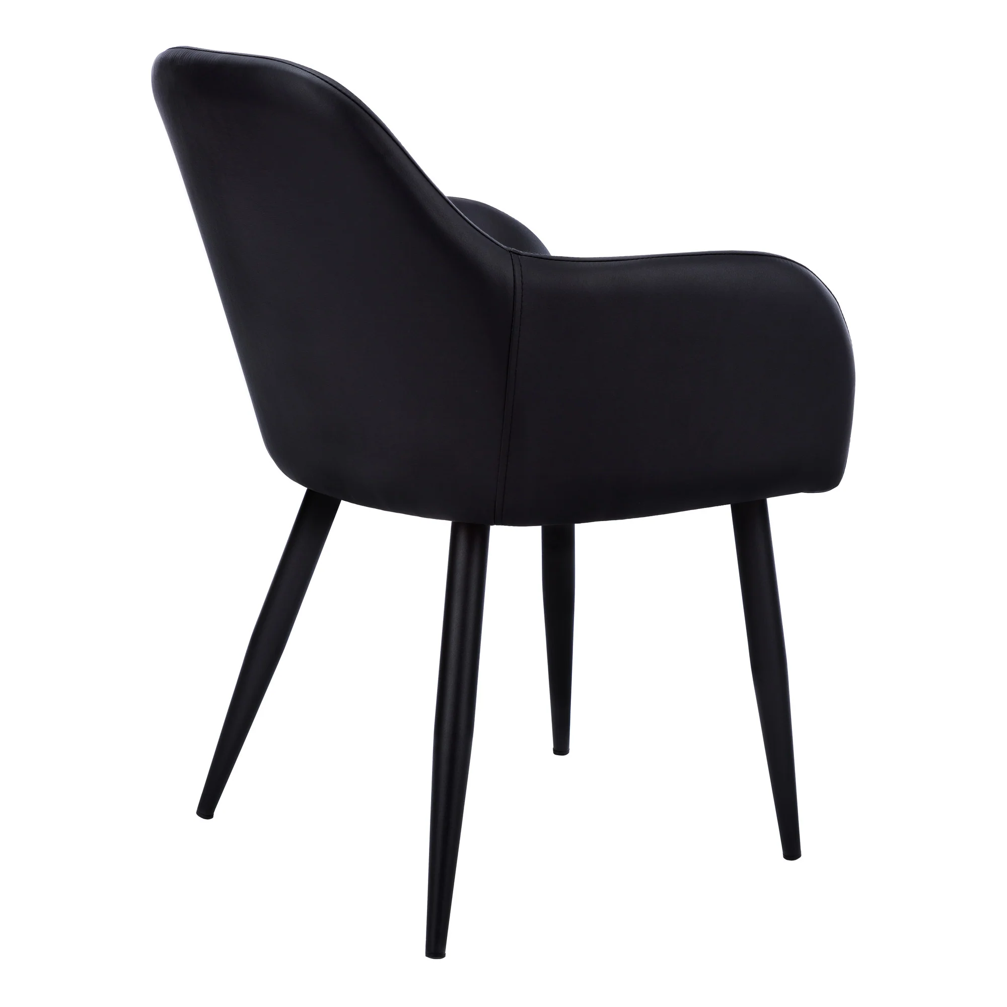 Set of Two Black Upholstered Faux Leather Dining Arm Chairs By Homeroots - Image 4