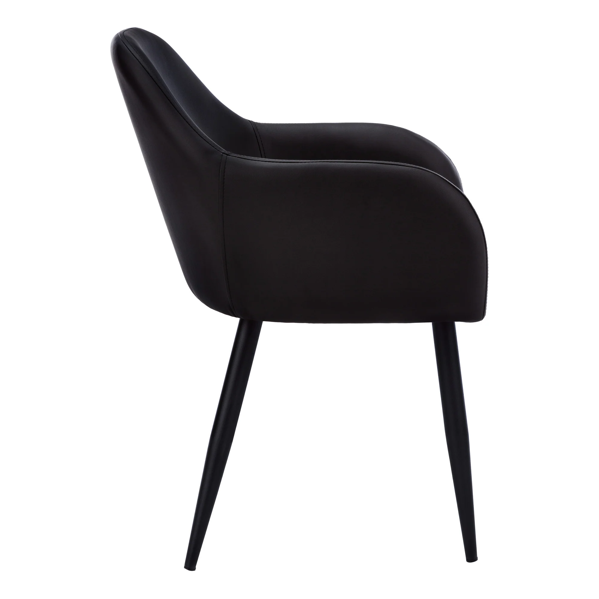 Set of Two Black Upholstered Faux Leather Dining Arm Chairs By Homeroots - Image 5