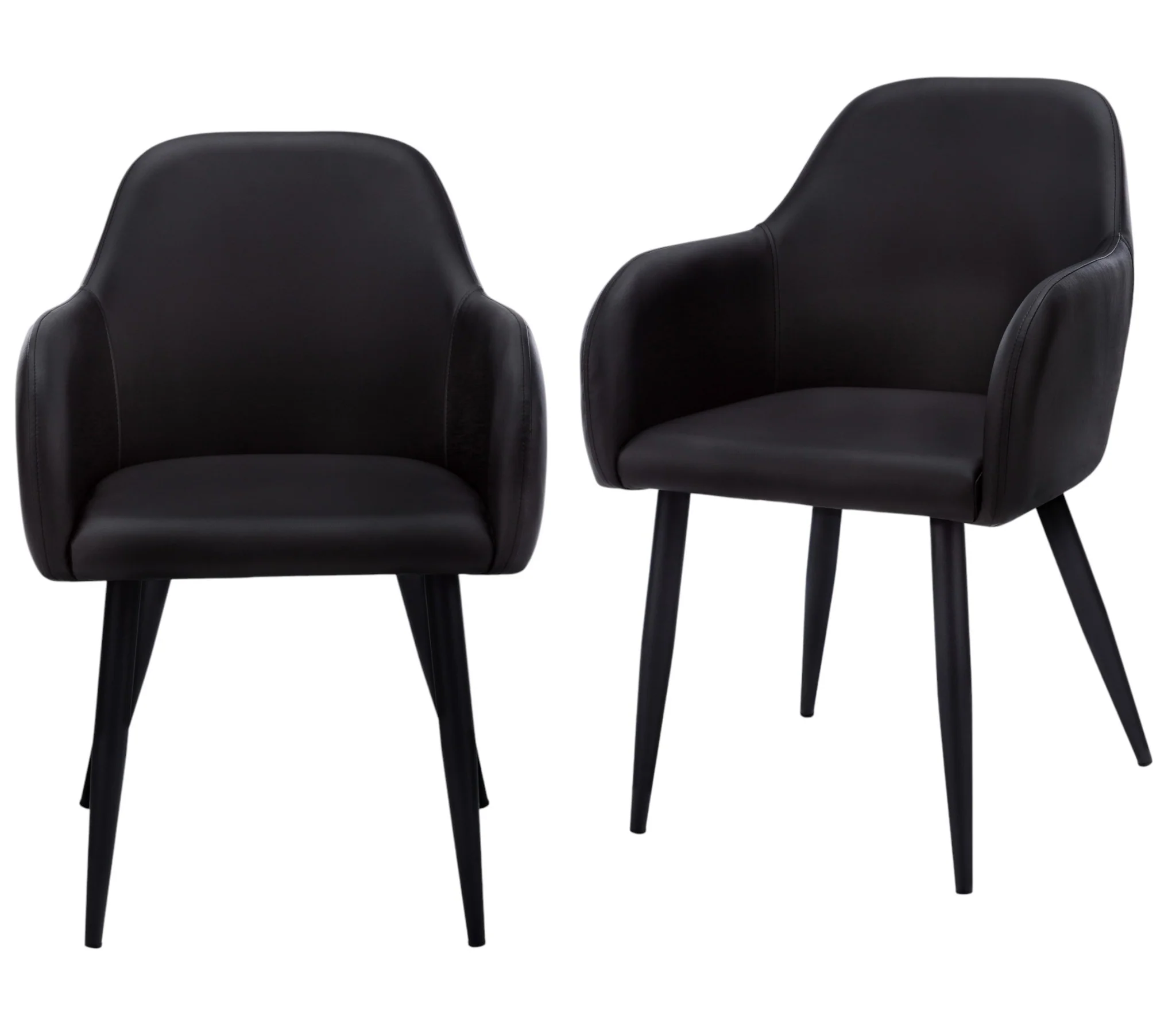 Set of Two Black Upholstered Faux Leather Dining Arm Chairs By Homeroots - Image 8