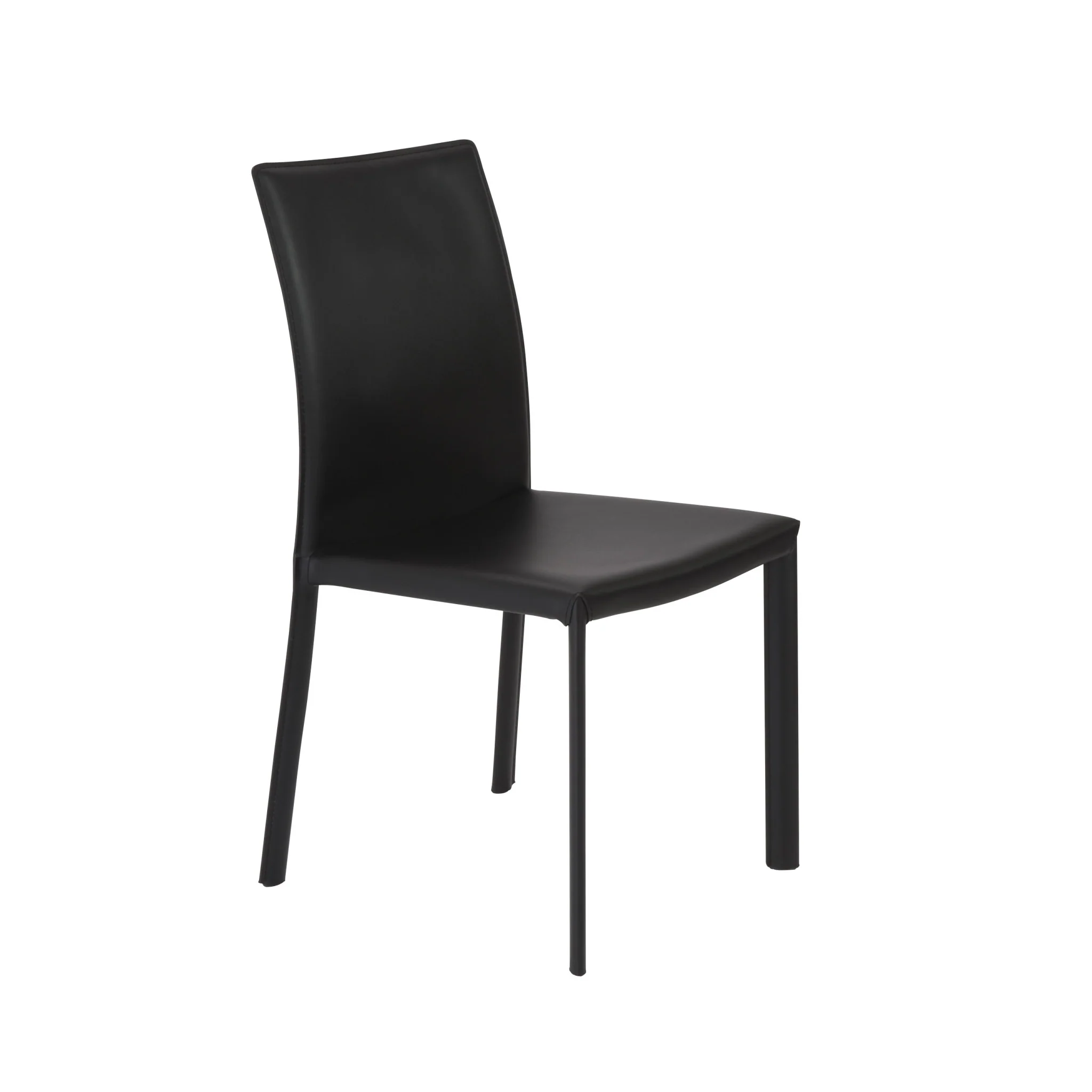 Set of Two Black Upholstered Leather Dining Side Chairs By Homeroots - Image 2