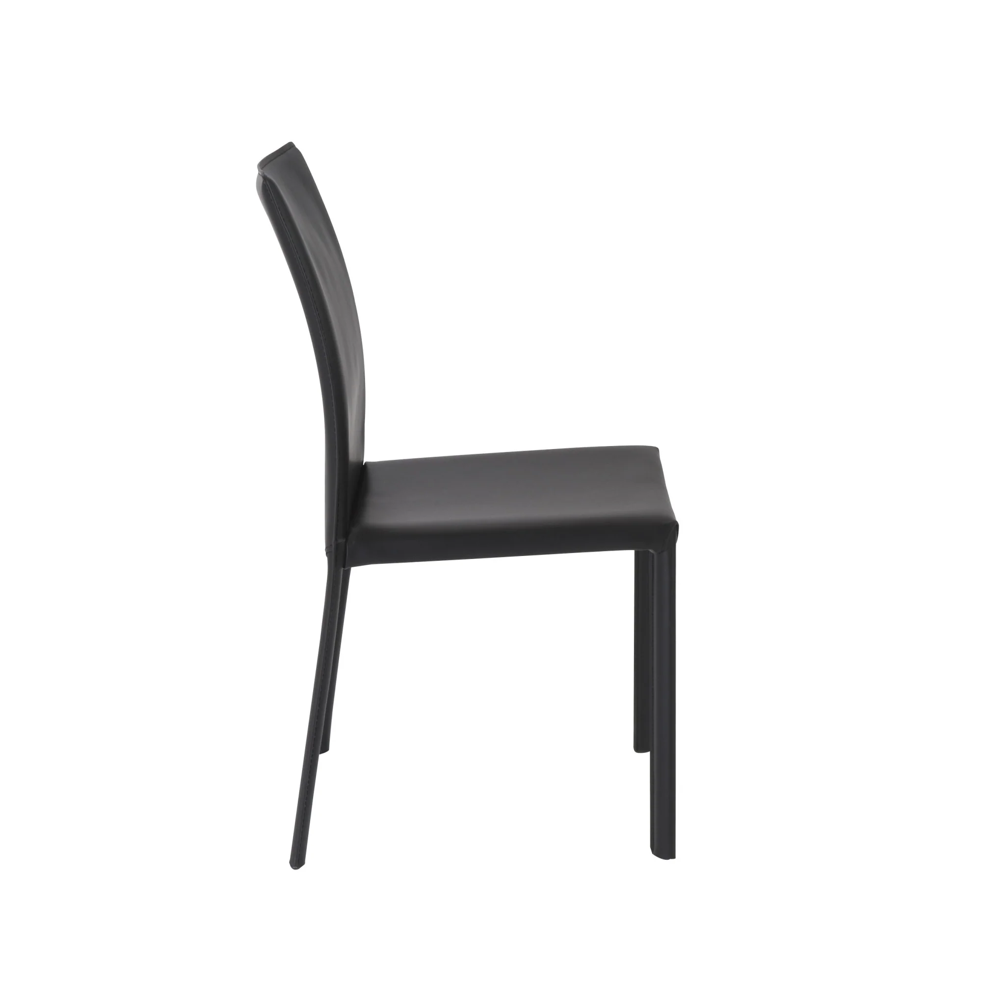 Set of Two Black Upholstered Leather Dining Side Chairs By Homeroots - Image 3