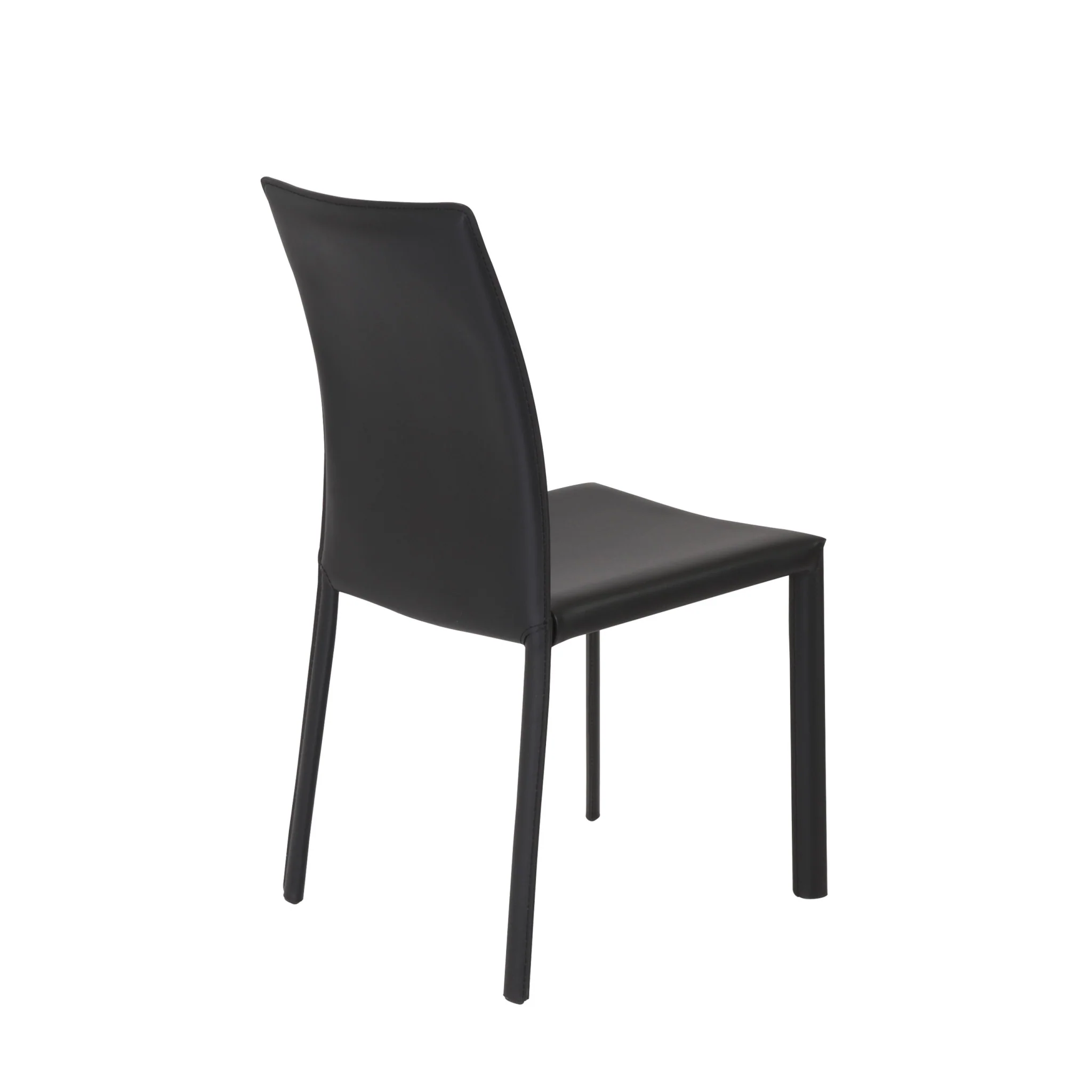 Set of Two Black Upholstered Leather Dining Side Chairs By Homeroots - Image 4