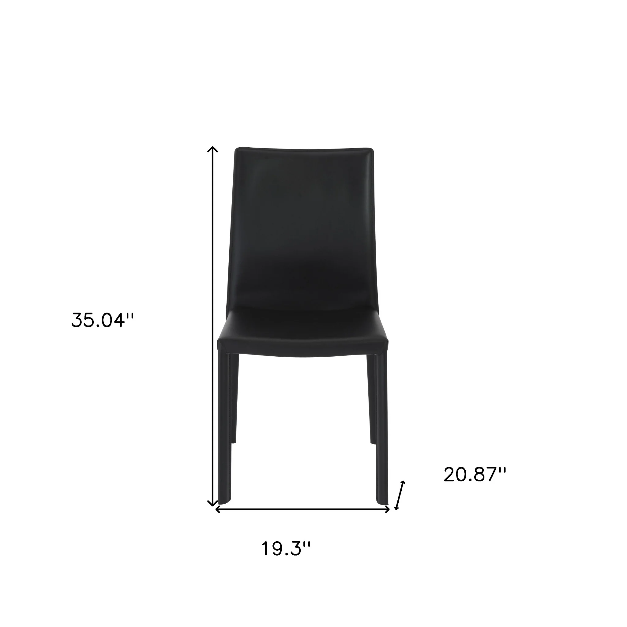 Set of Two Black Upholstered Leather Dining Side Chairs By Homeroots - Image 7