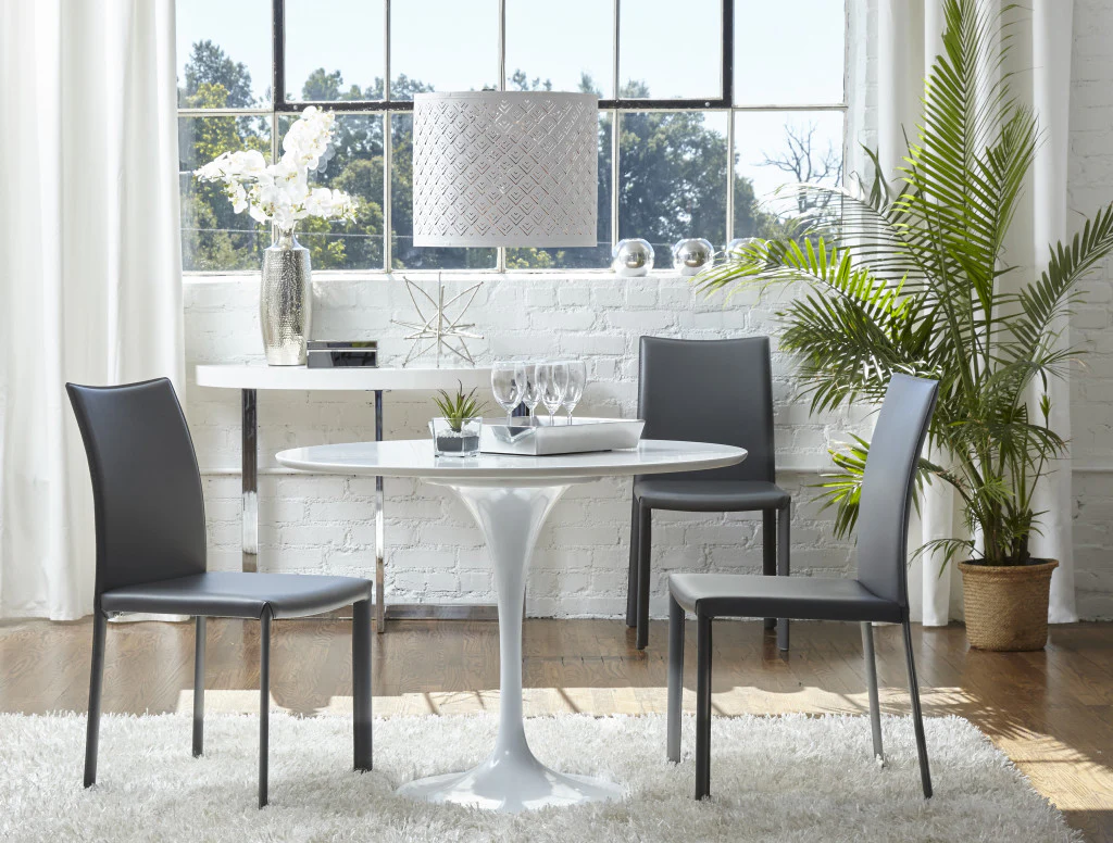 Set of Two Black Upholstered Leather Dining Side Chairs By Homeroots - Image 8