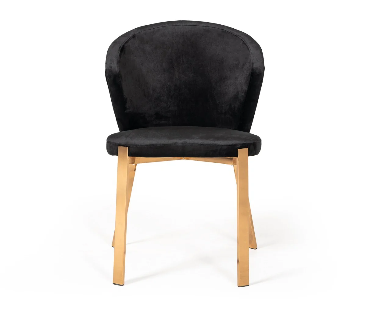 Set of Two Black Velvet Rosegold Dining Chairs By Homeroots - Image 2