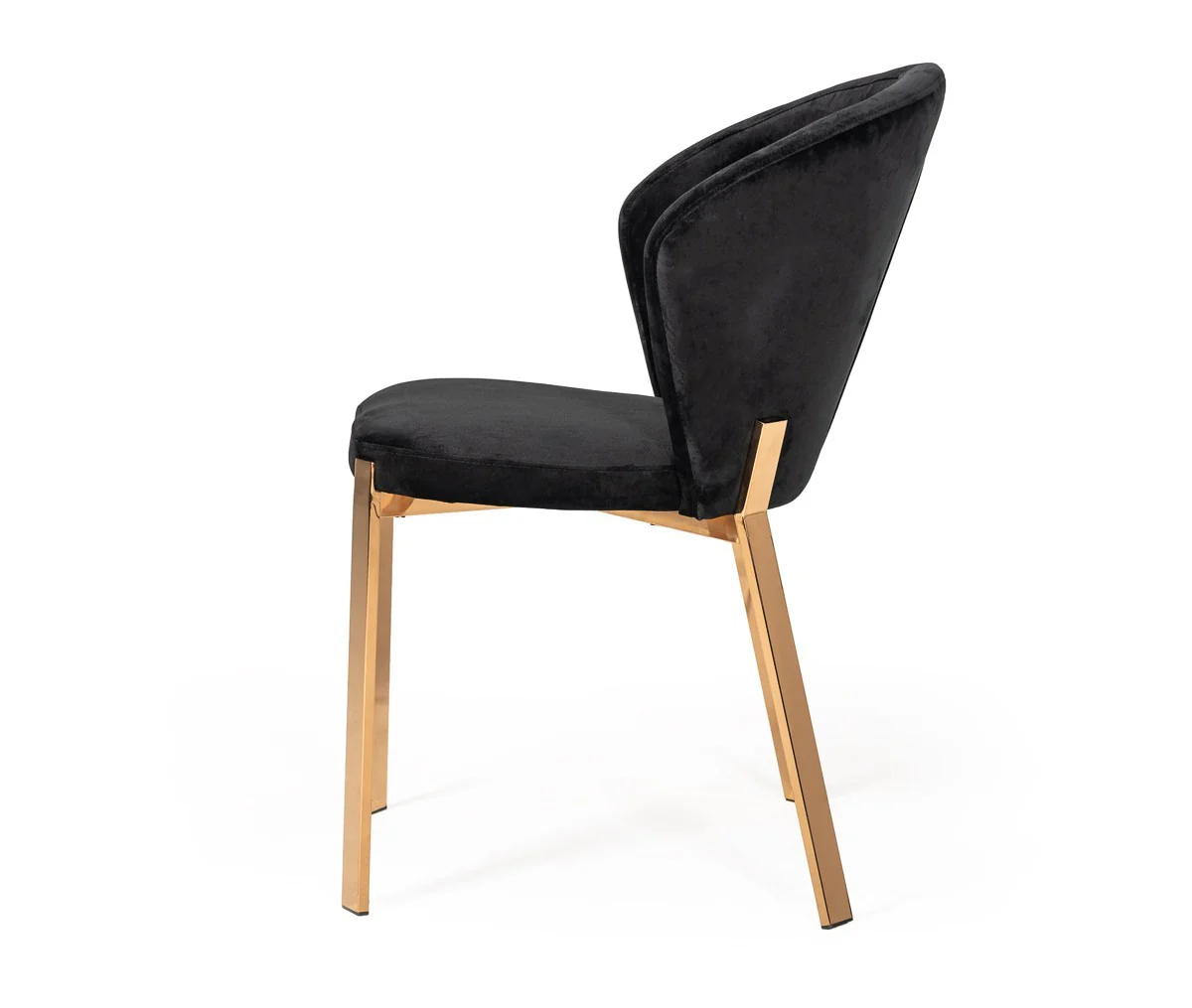 Set of Two Black Velvet Rosegold Dining Chairs By Homeroots - Image 4