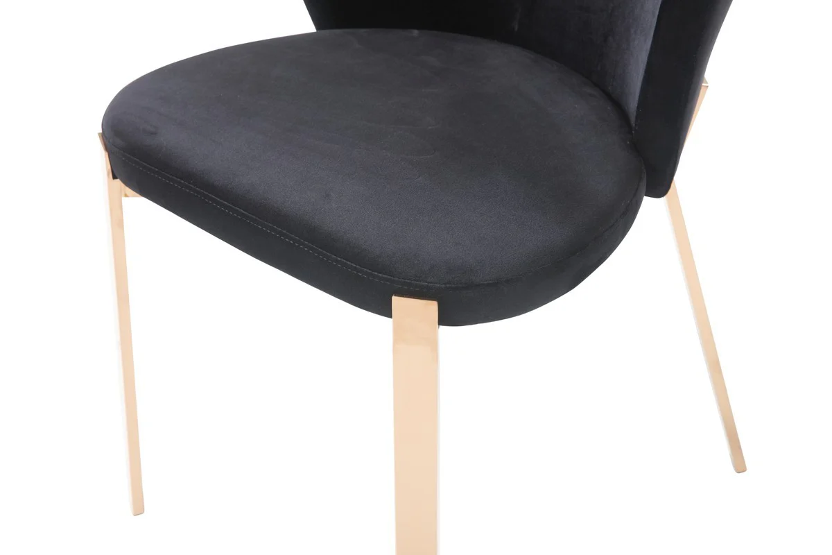 Set of Two Black Velvet Rosegold Dining Chairs By Homeroots - Image 6
