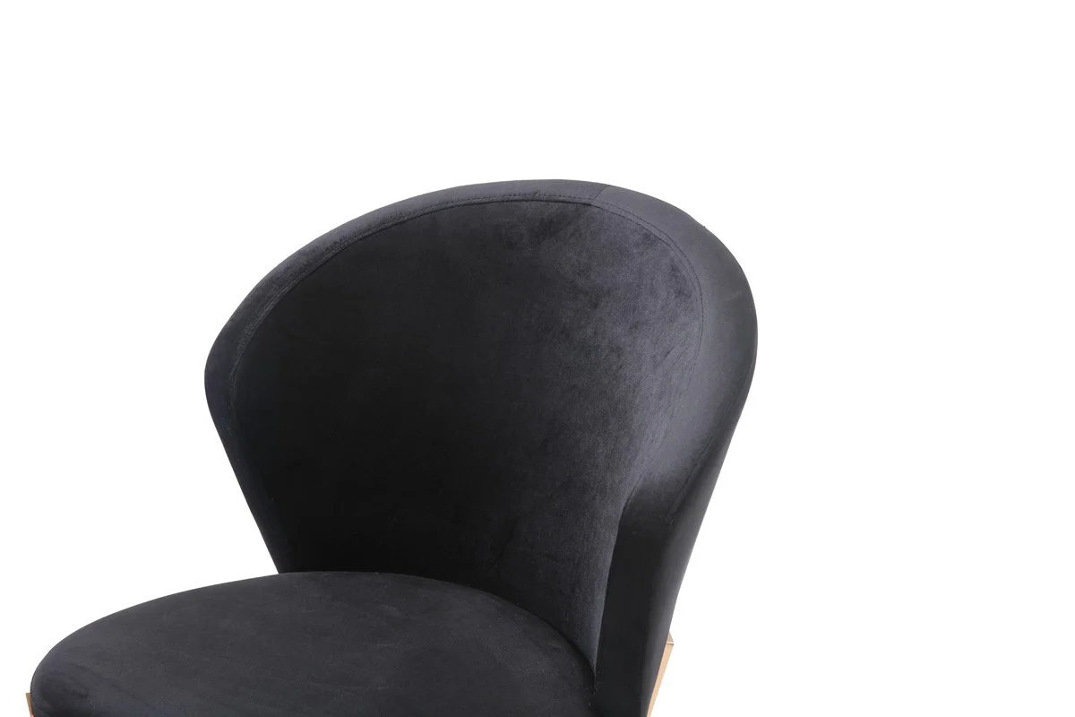 Set of Two Black Velvet Rosegold Dining Chairs By Homeroots - Image 7