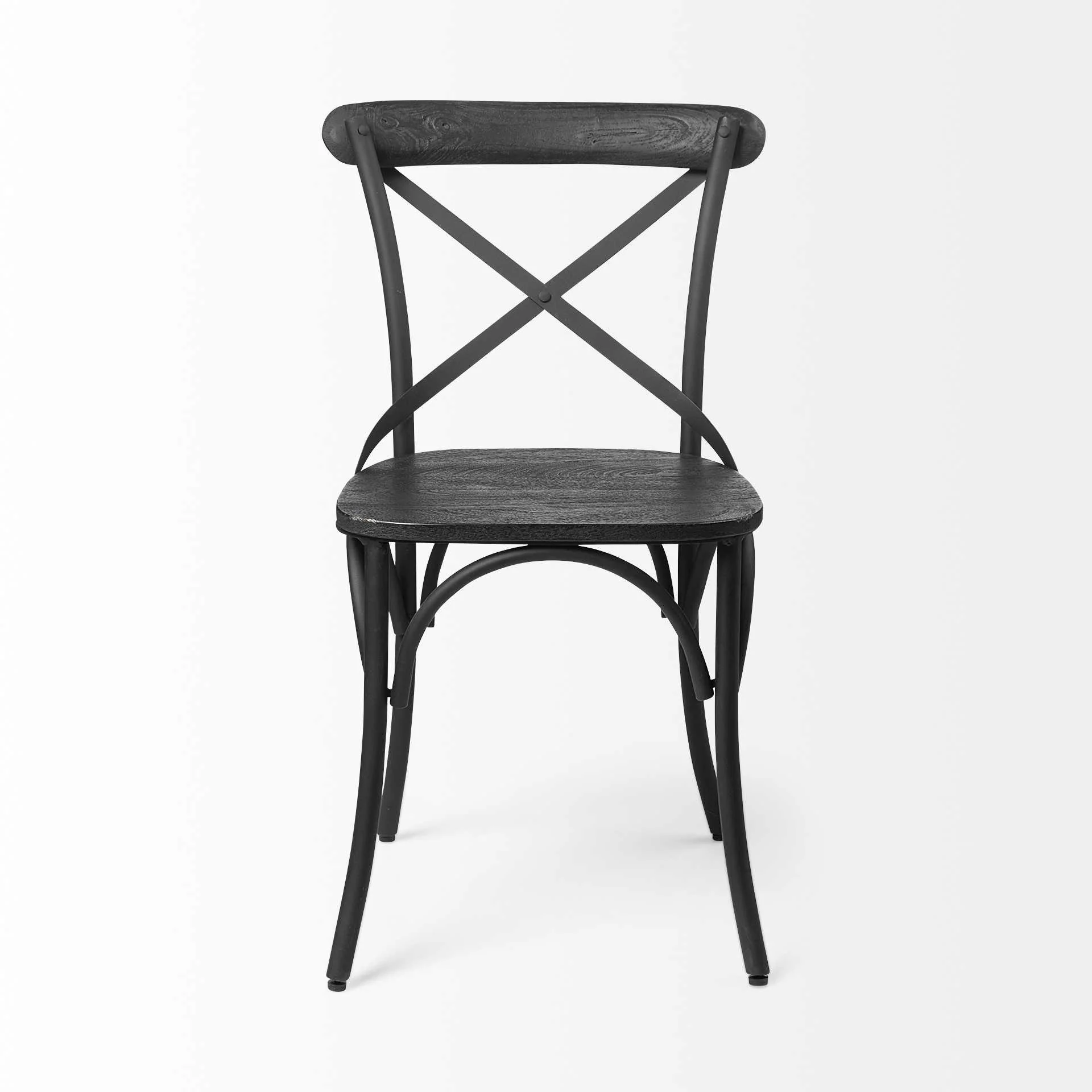 Set Of Two Black Wood Cross Back Side Chairs By Homeroots - Image 3