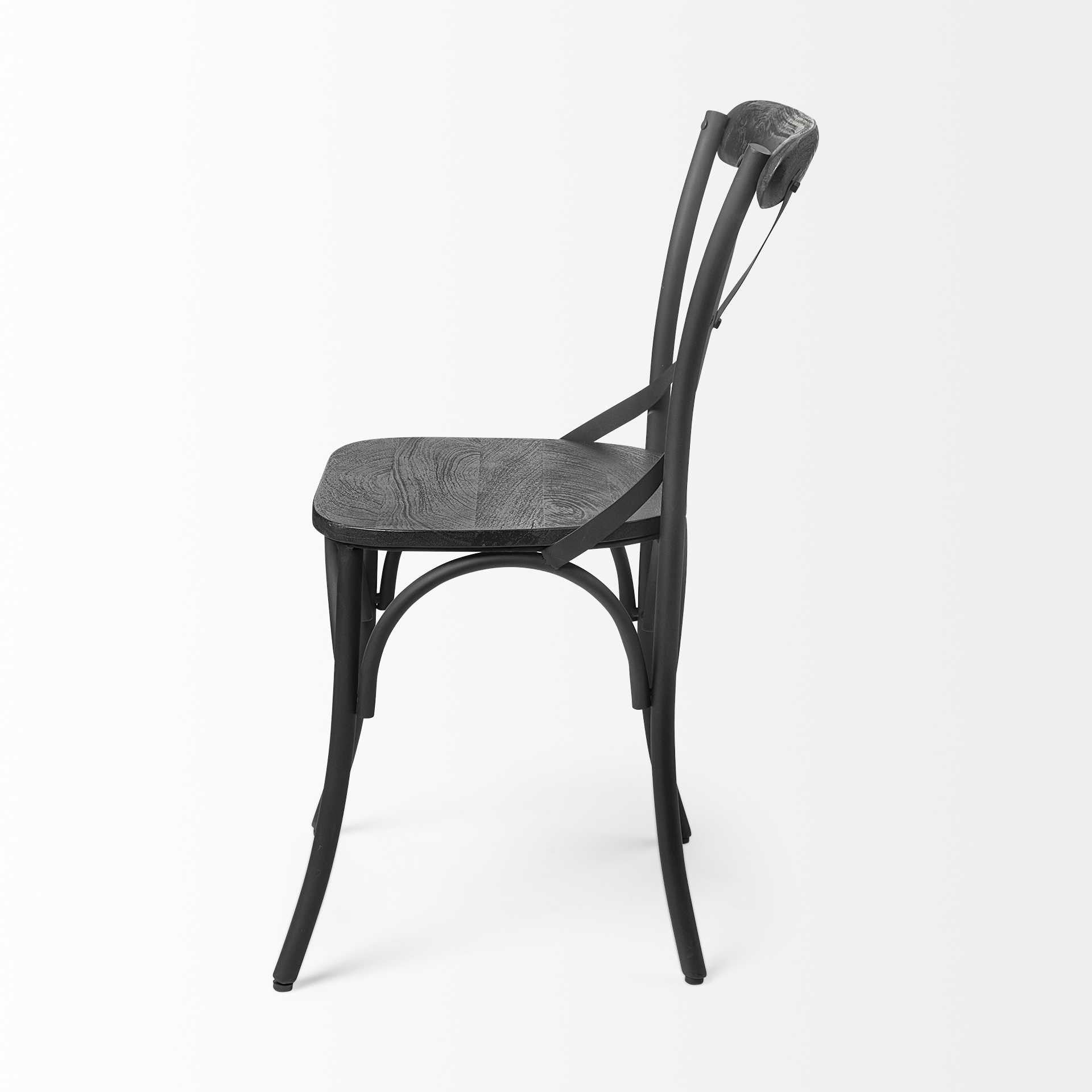 Set Of Two Black Wood Cross Back Side Chairs By Homeroots - Image 4