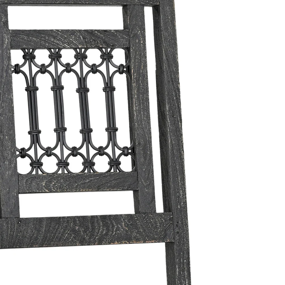 Set of Two Black Wood Slat Back Dining Side Chairs By Homeroots - Image 6